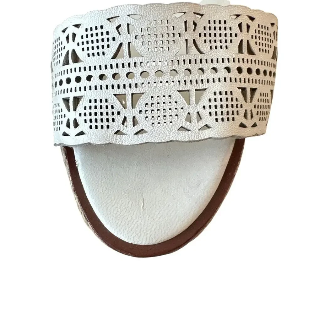 Tory Burch Roselle‎ Platform Espadrille Wedges White Leather 10
